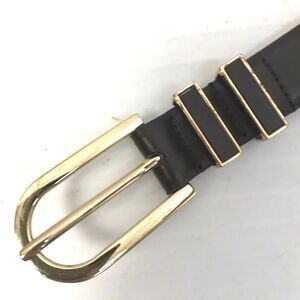 Women's Brown Leather Belt Large 1" Wide Brass Buckle Casual Classic Minimalist
